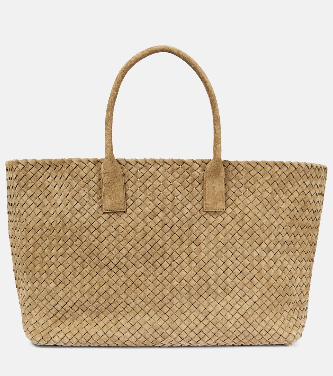 

Большая кожаная сумка-тоут cabat Bottega Veneta, бежевый