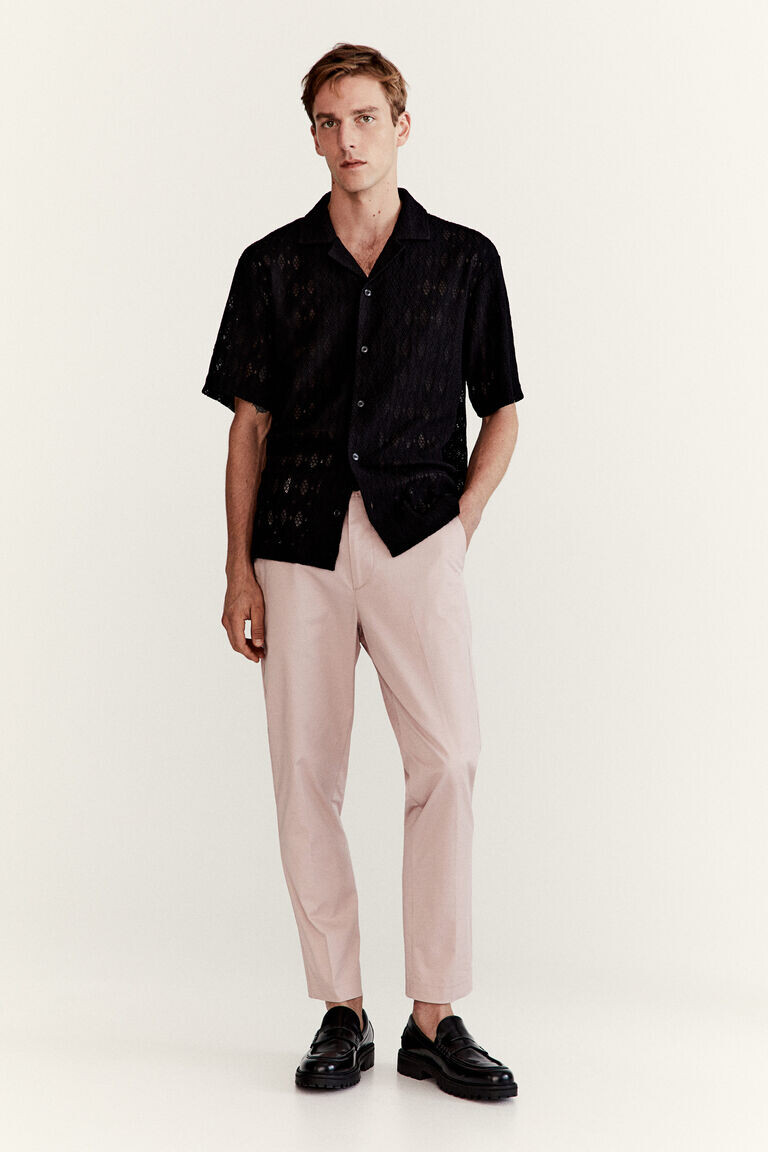 

Брюки slim fit из твила H&M, розовый