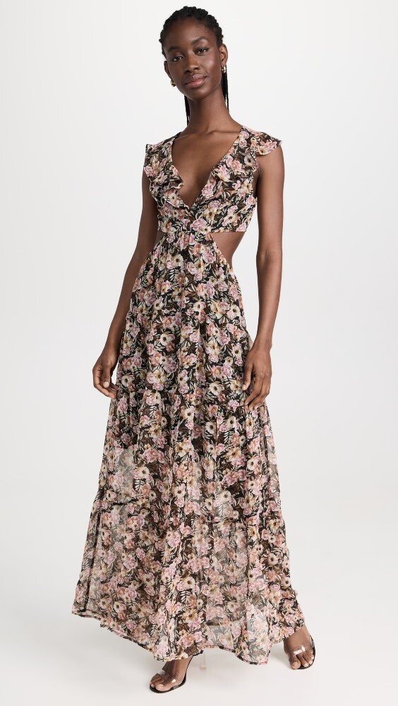 

Платье ASTR the Label Maxi Floral Cutout, черный