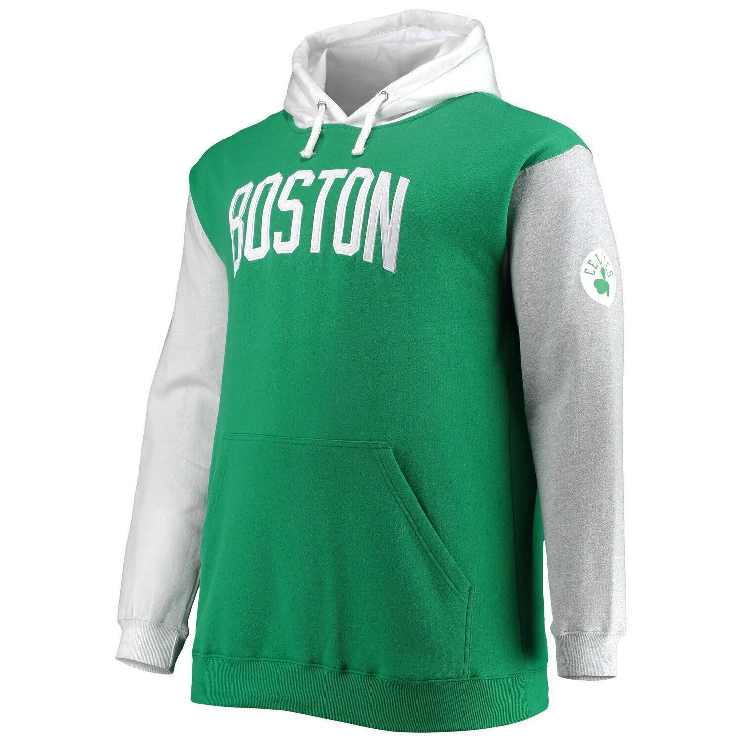 

Мужская толстовка с капюшоном с логотипом Kelly зеленого/белого цвета Boston Celtics Big & Tall с двойным контрастом Fanatics