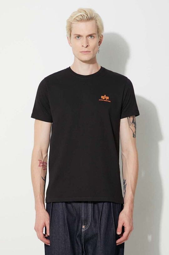 

Хлопковая футболка Basic T с маленьким логотипом Alpha Industries, черный