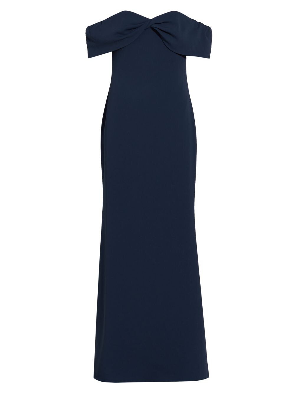 

Платье из плотного крепа с открытыми плечами Badgley Mischka, синий