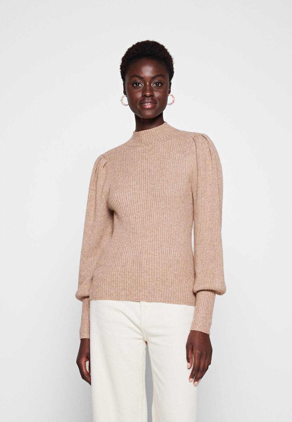 

Свитер ONLY Katia Ls Highneck, поджаренный кокосовый меланж, Коричневый