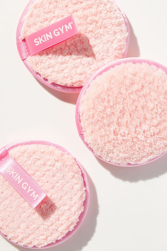 Набор многоразовых спонжей для снятия макияжа из 3 штук Skin Gym Cleanie Puffs, розовый