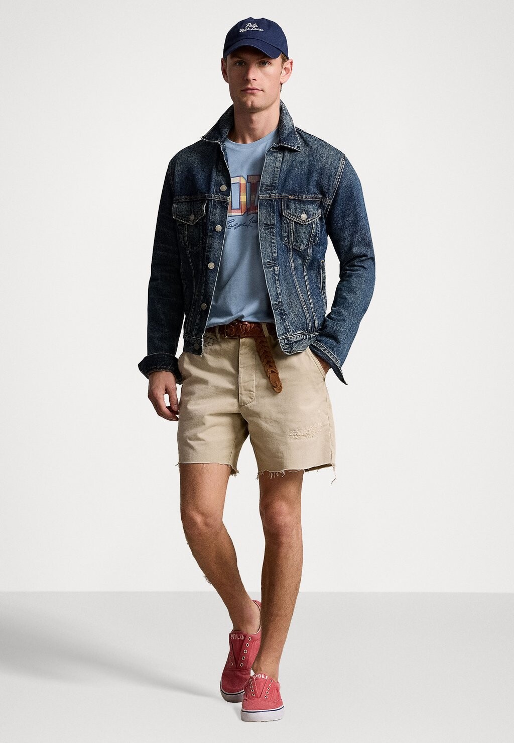

Футболка с принтом CLASSIC FIT PLAID LOGO JERSEY T-SHIRT Ralph Lauren, синий
