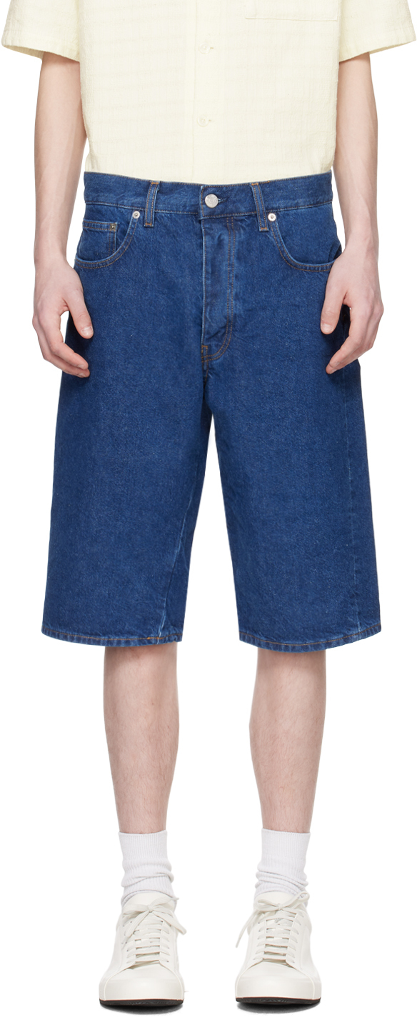 Blue Джинсовые шорты Twist Rinse синие Sunflower синие широкие джинсовые шорты paris kenzo
