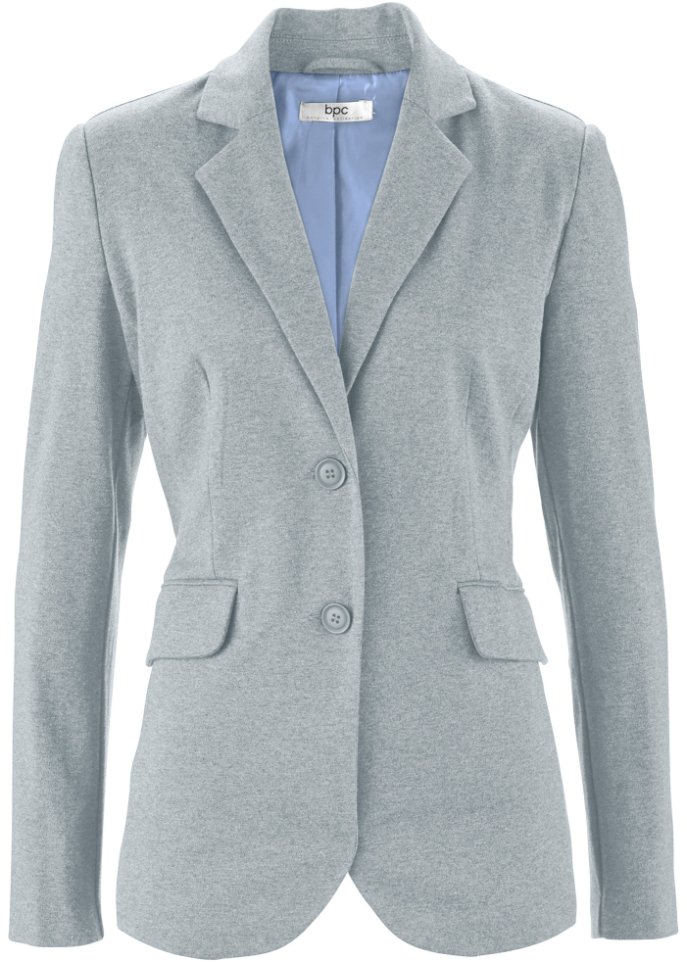 Приталенный Пиджак из хлопкового джерси Bpc Bonprix Collection, серый пиджак из хлопкового джерси с полосатыми деталями bpc bonprix collection черный