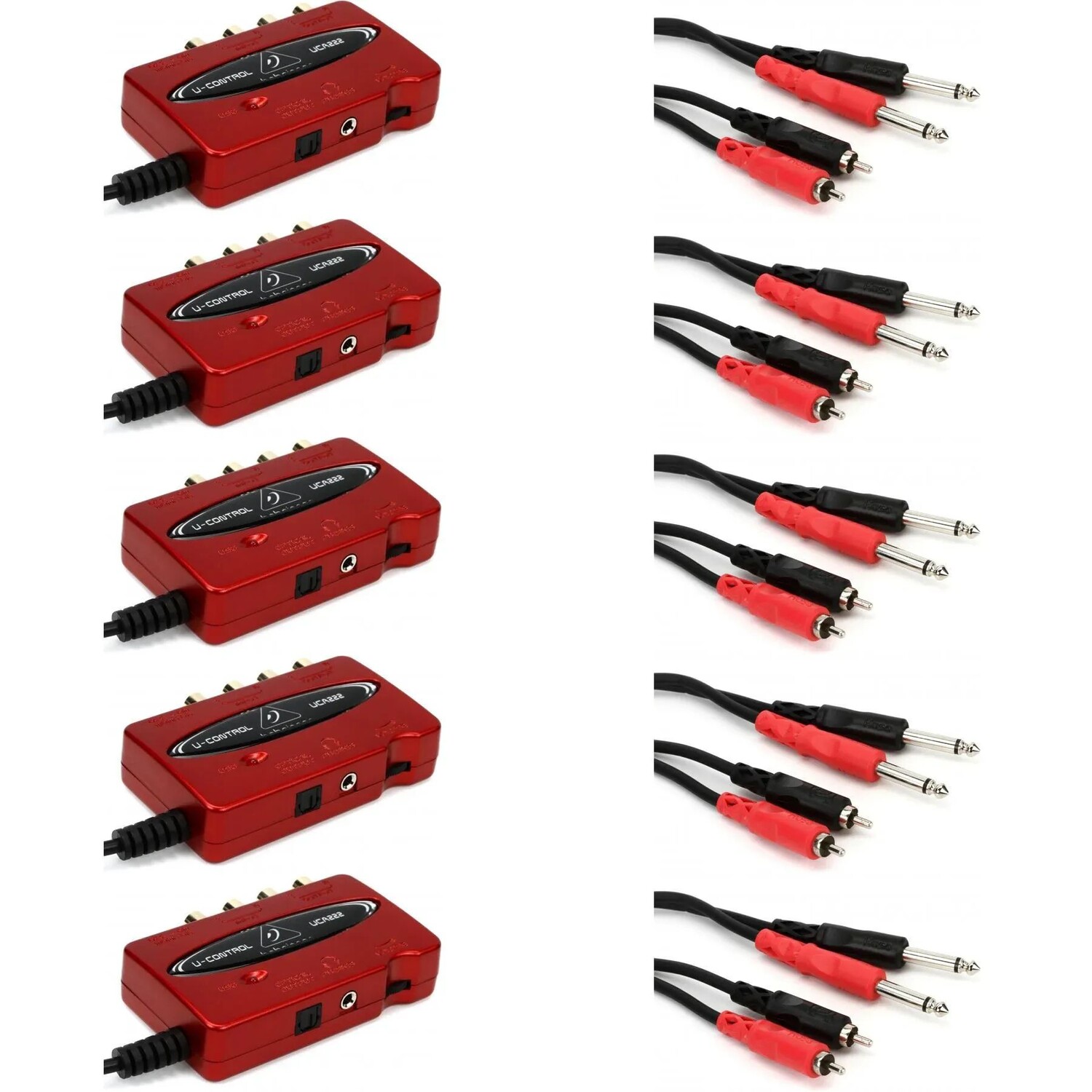 

Аудиоинтерфейс Behringer UCA222 с кабелем TS — 5 шт.