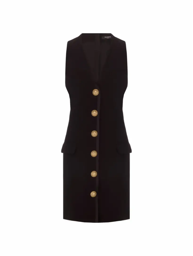 

Платье мини из вискозы Balmain, черный