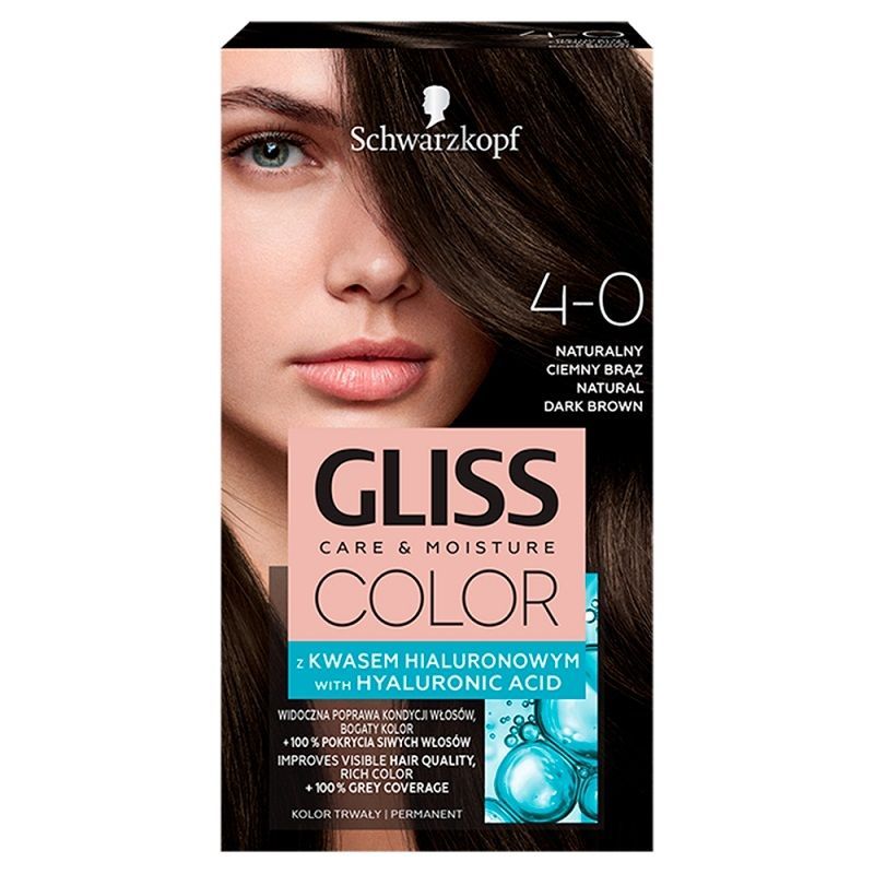 Schwarzkopf Gliss Color 4-0 Naturalny Ciemny Brąz краска для волос, 1 шт.