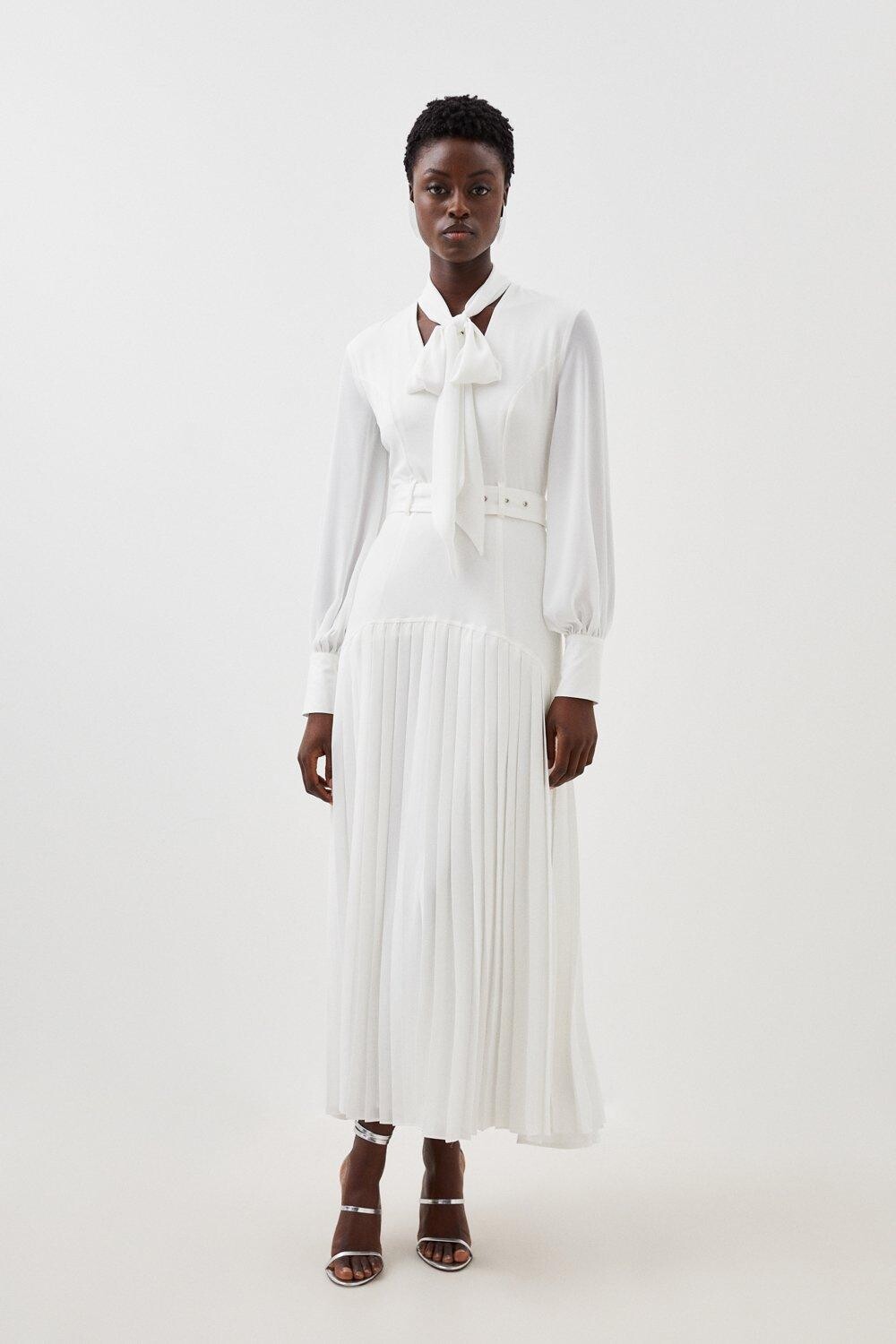 

Платье миди из джерси Petite Ponte Georgette Mix Karen Millen, белый