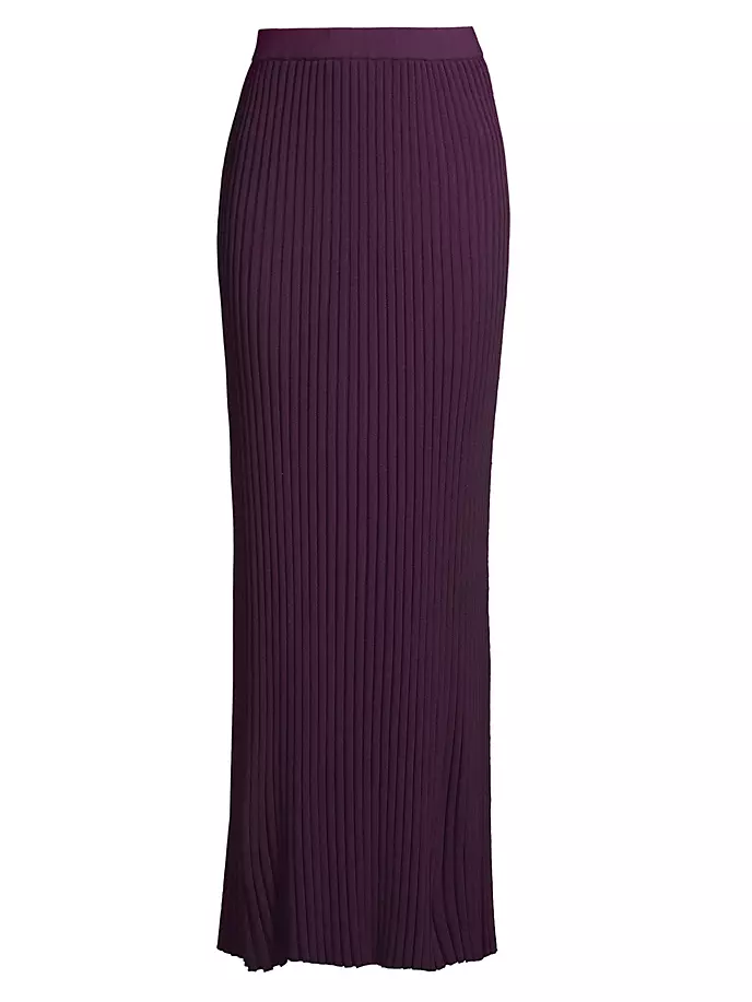 цена Длинная юбка трапециевидной вязки в рубчик Misook, фиолетовый