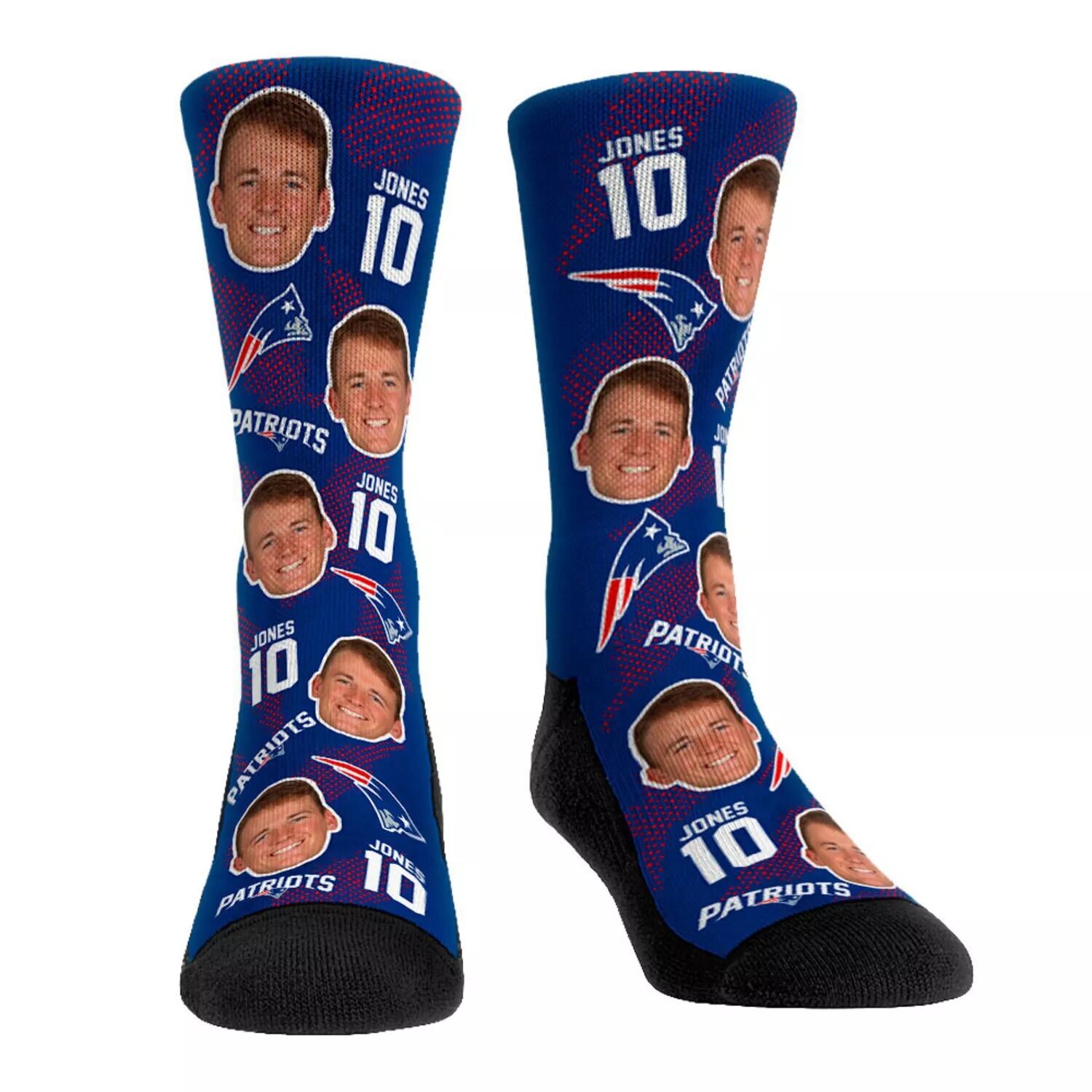

Молодежные носки Rock Em Носки Mac Jones New England Patriots Football Guy Crew Unbranded