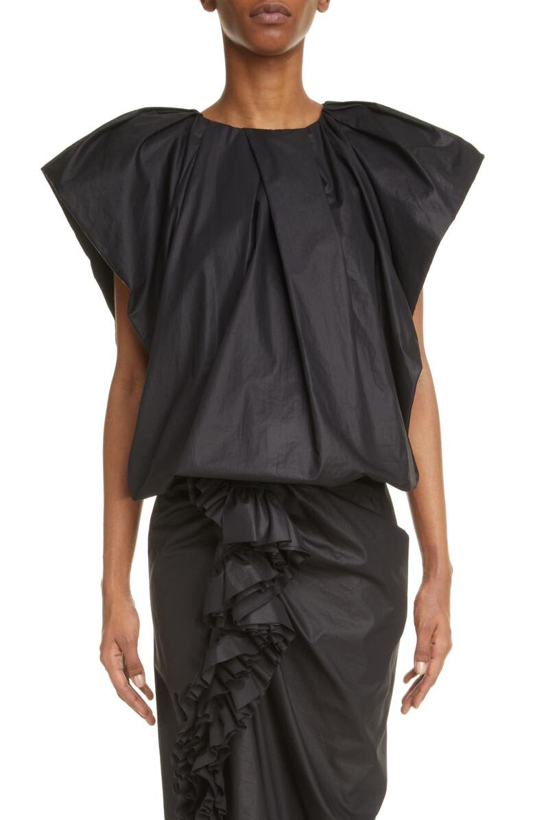 

Топ Carlas из хлопкового поплина со сборками DRIES VAN NOTEN, черный