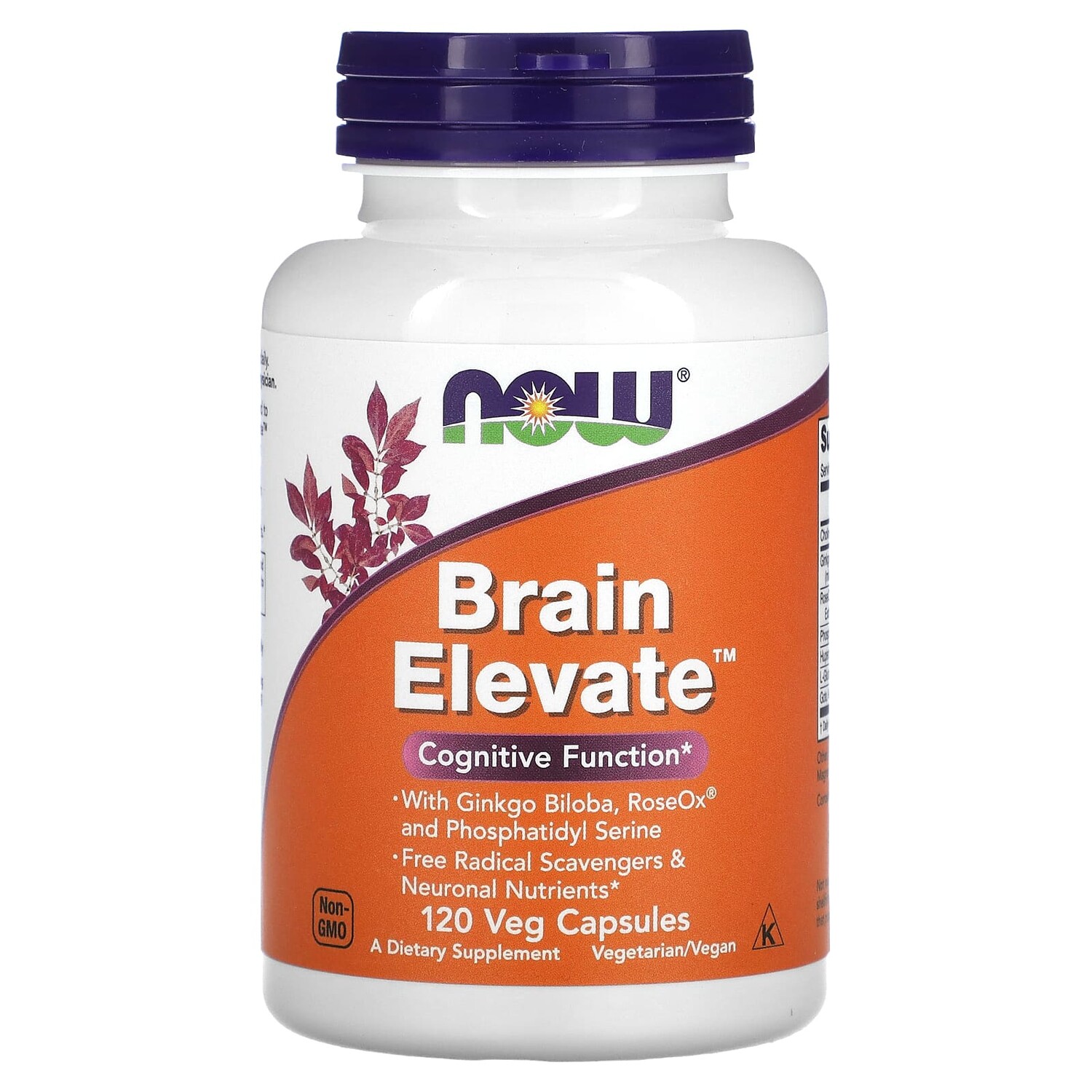 

Brain Elevate, поддержка здоровья мозга, 120 вегетарианских капсул, NOW Foods