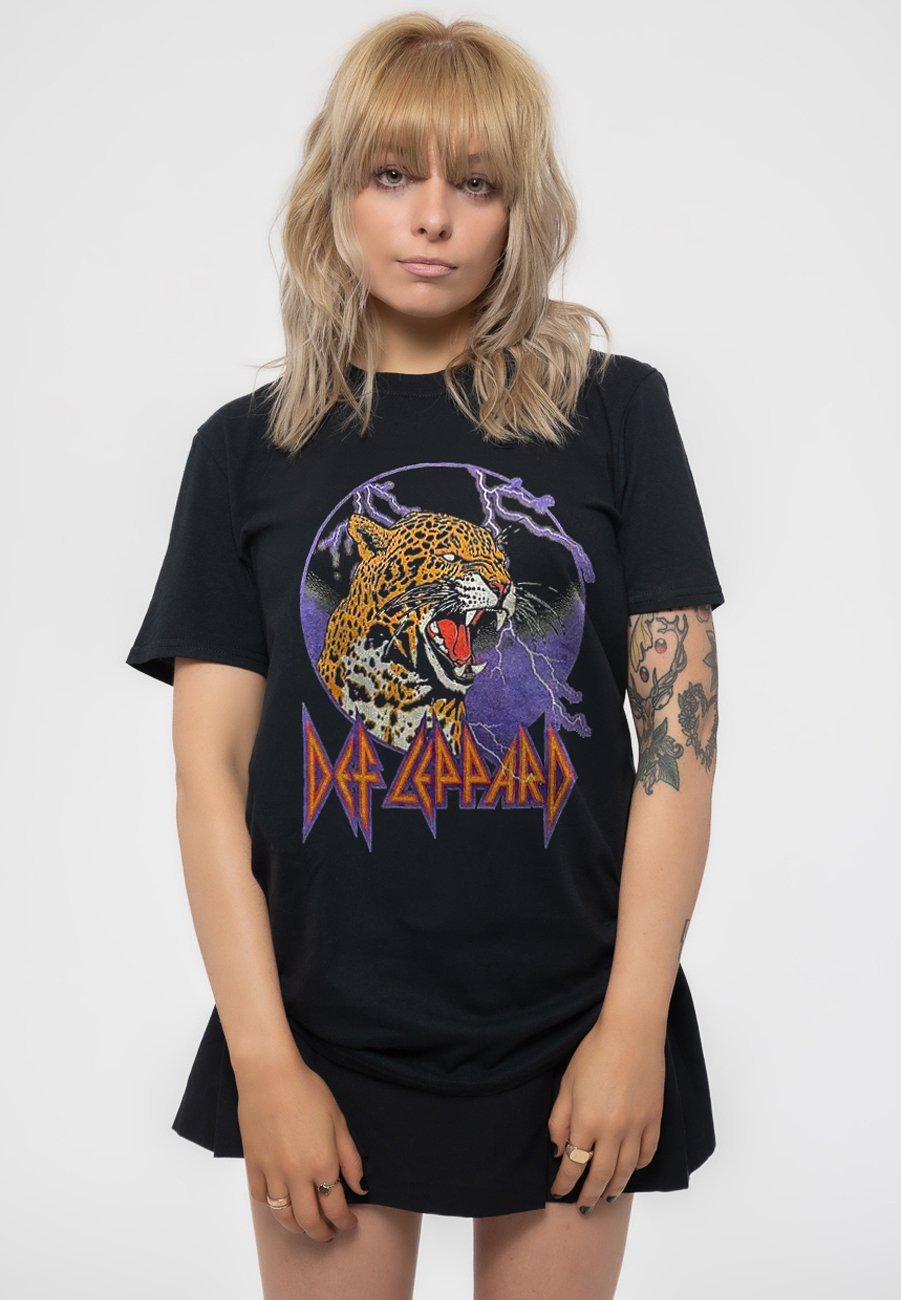 

Футболка с принтом DEF LEPPARD LIGHTNING LEOPARD Paradiso Clothing, черный