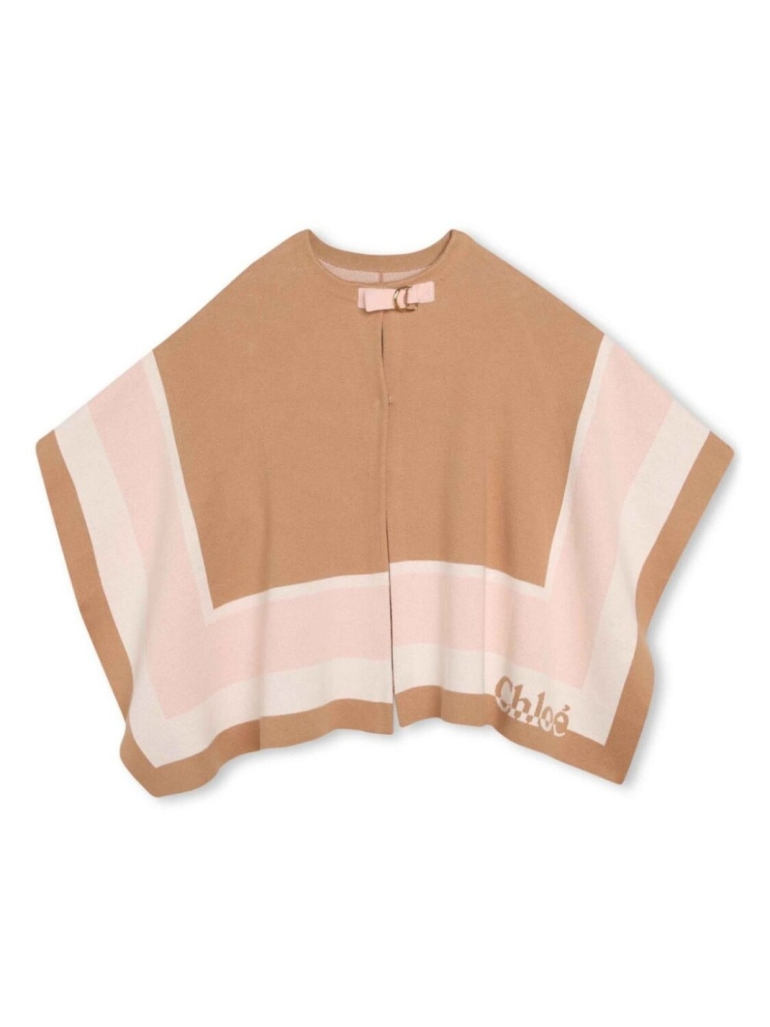 

Chloé Kids полосатый кейп с круглым вырезом, нейтральный цвет