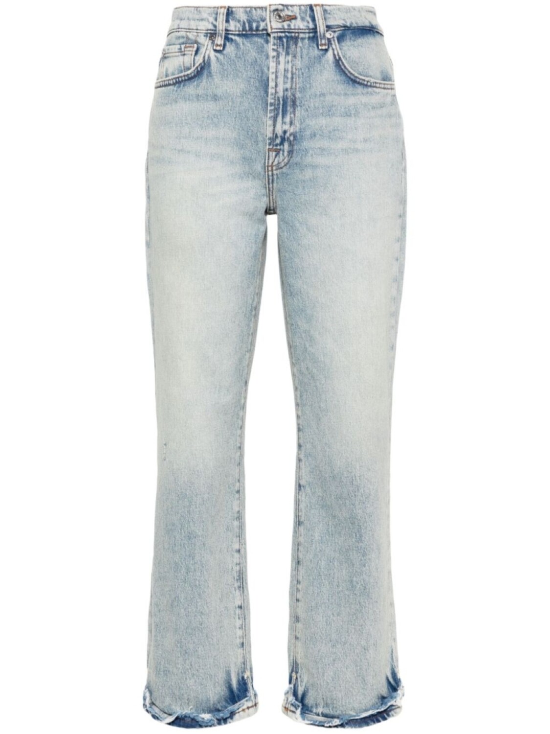 

7 For All Mankind укороченные джинсы с бахромой, синий