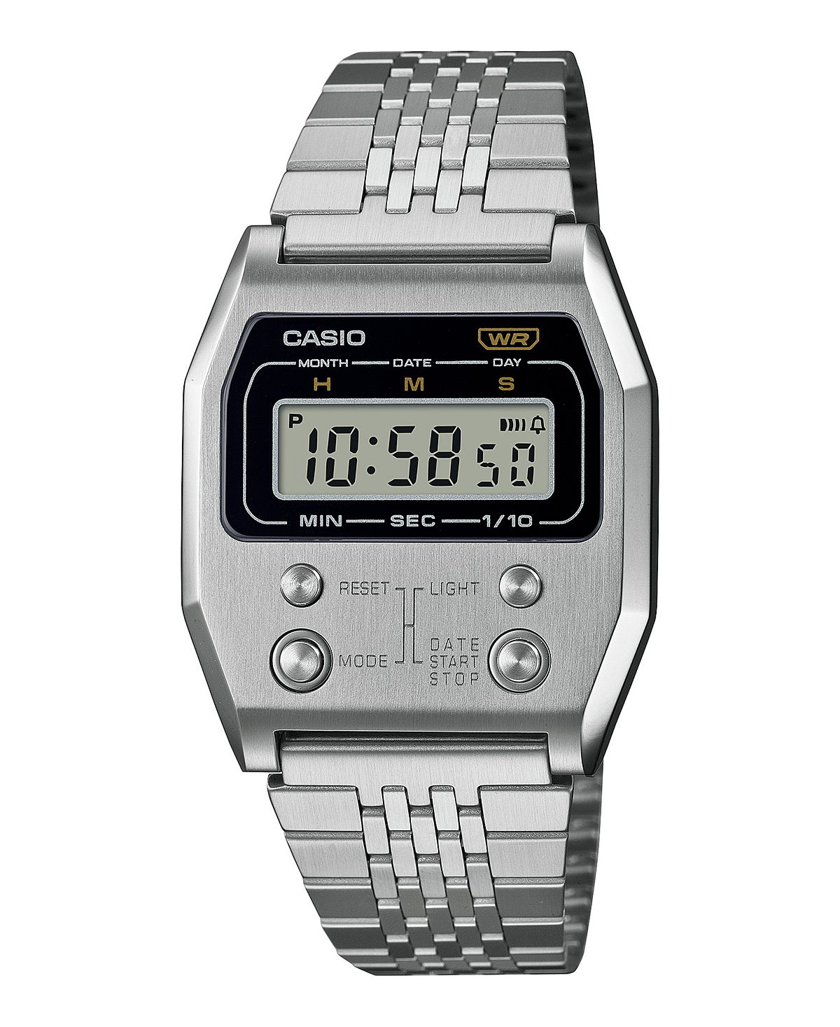 Цифровые часы унисекс из нержавеющей стали серебристого цвета, 35 мм, A1100D-1VT G-Shock, серебро