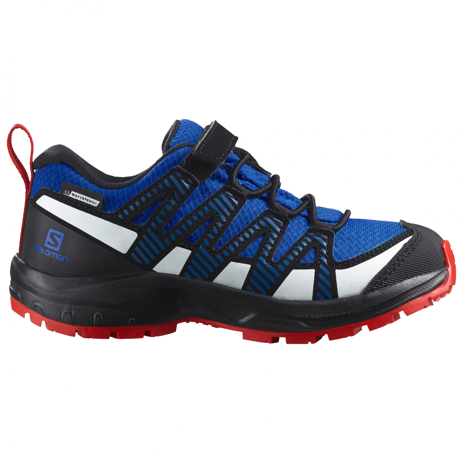 Кроссовки для бега по пересеченной местности Salomon Kid's XA Pro V8 CSWP, цвет Lapis Blue/Black/Fiery Red