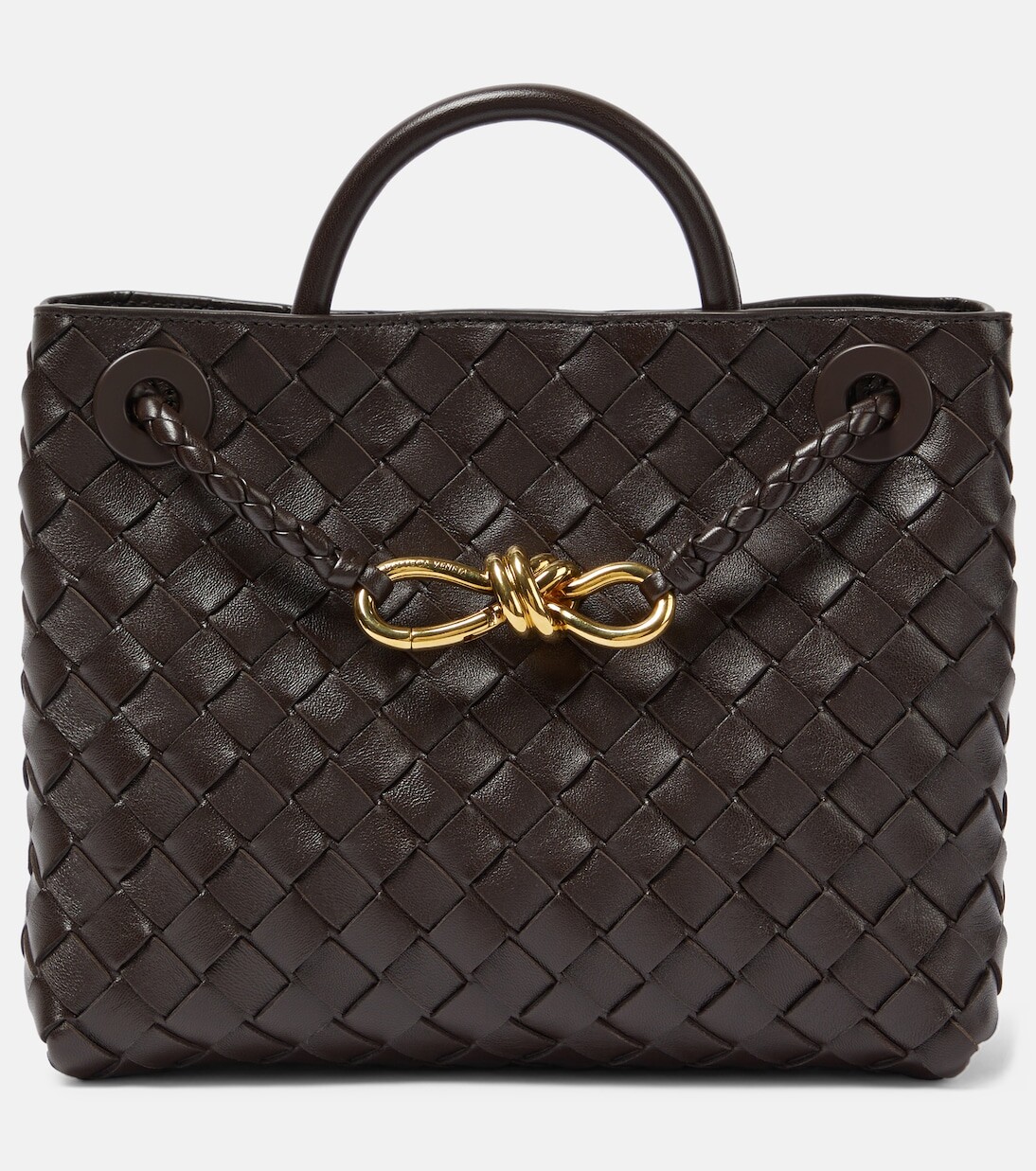 

Маленькая кожаная сумка-тоут andiamo Bottega Veneta, коричневый