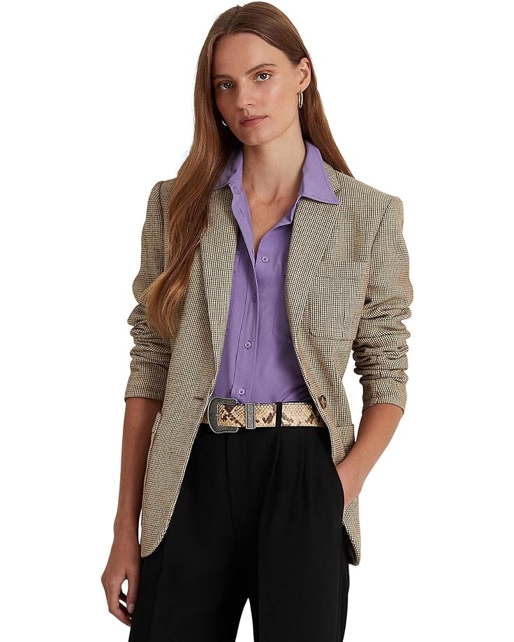 

Блейзер LAUREN Ralph Lauren Petite Cotton Linen Twill, коричневый