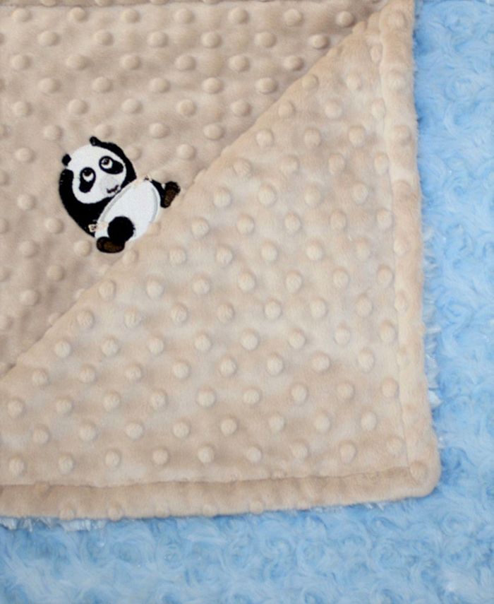 Одеяло Minky для мальчика с вышитой пандой Lil' Cub Hub, синий цена и фото