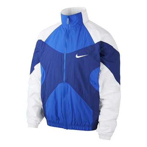 толстовка men s adidas colorblock half zipper stand collar logo embroidered pullover long sleeves blue синий Куртка Nike Sportswear Colorblock Woven Stand Collar Long Sleeves Jacket Blue, синий