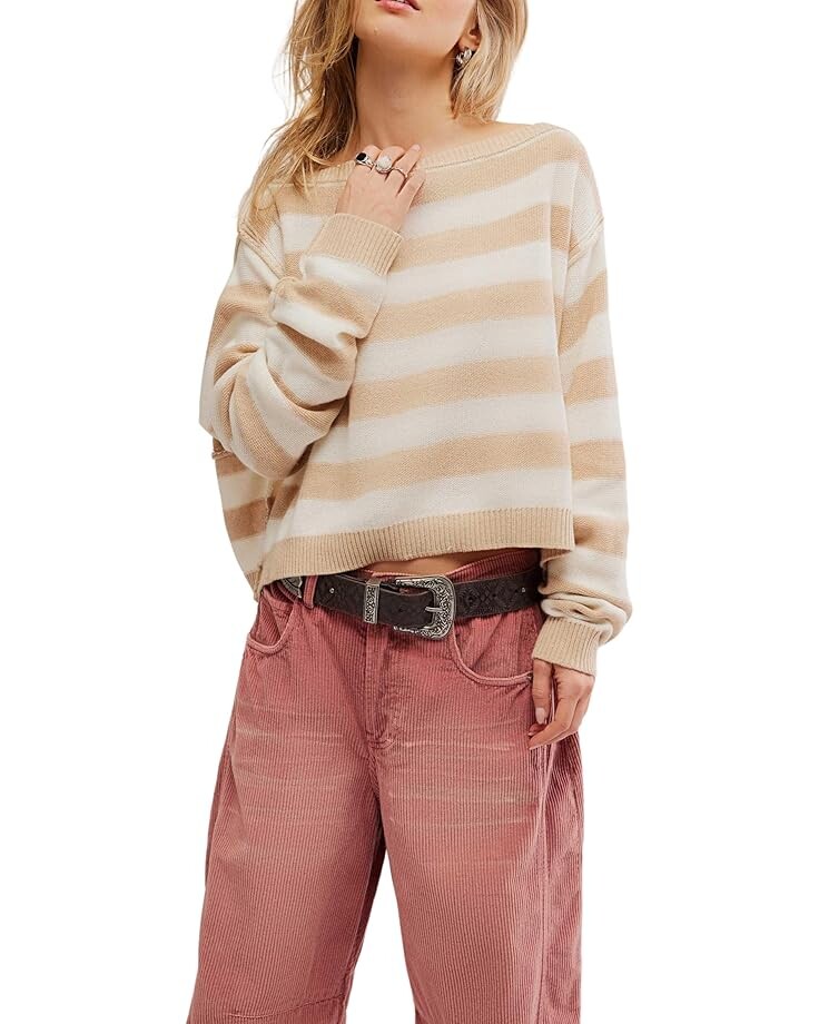 

Свитер Free People Witness The Fitness Into The Blue Pullover, цвет Ivory Combo