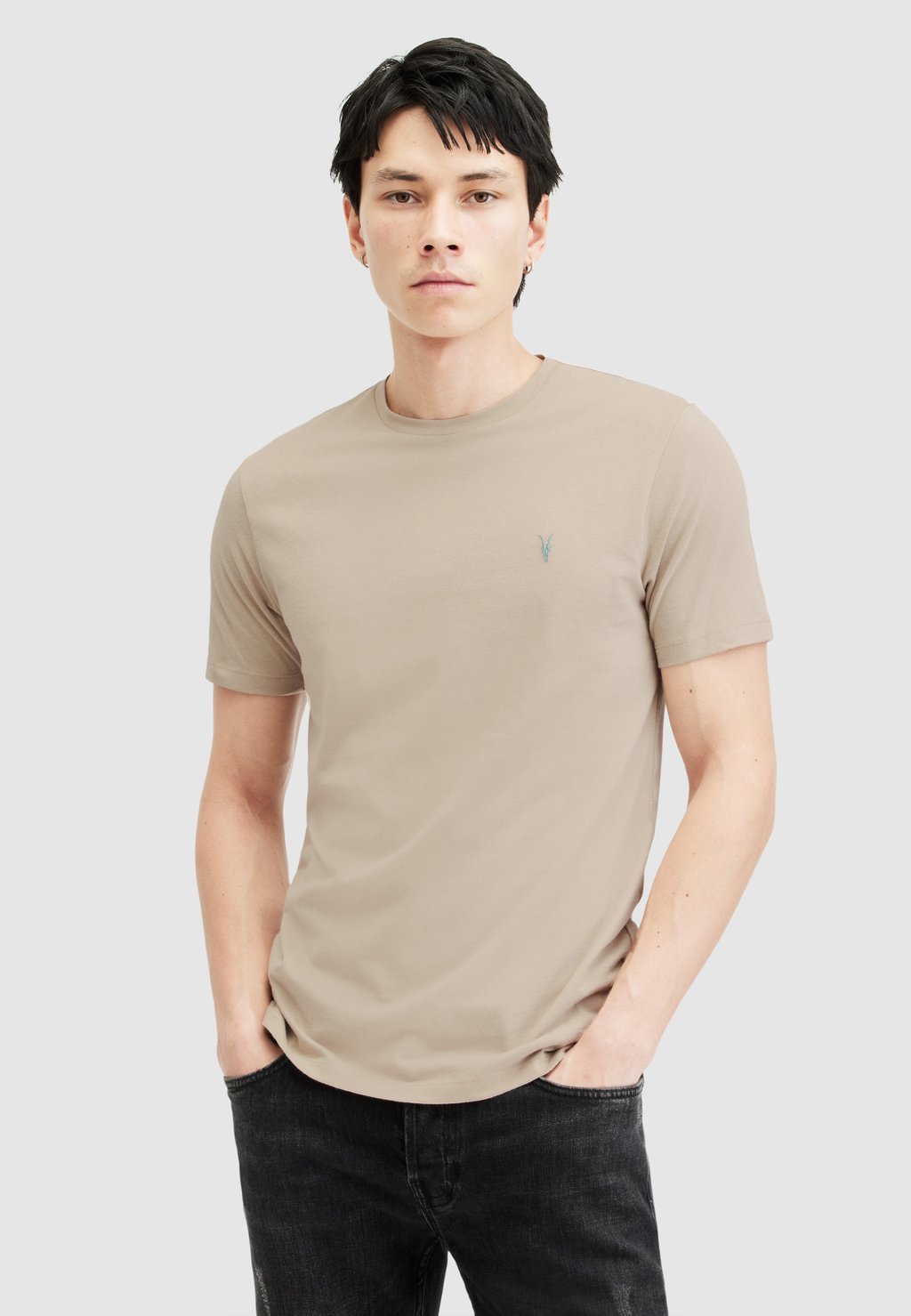 Базовая футболка BRACE CONTRAST SS CREW AllSaints, серый