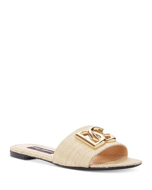 

Женские шлепанцы с тканым логотипом Dolce & Gabbana, цвет Tan/Beige