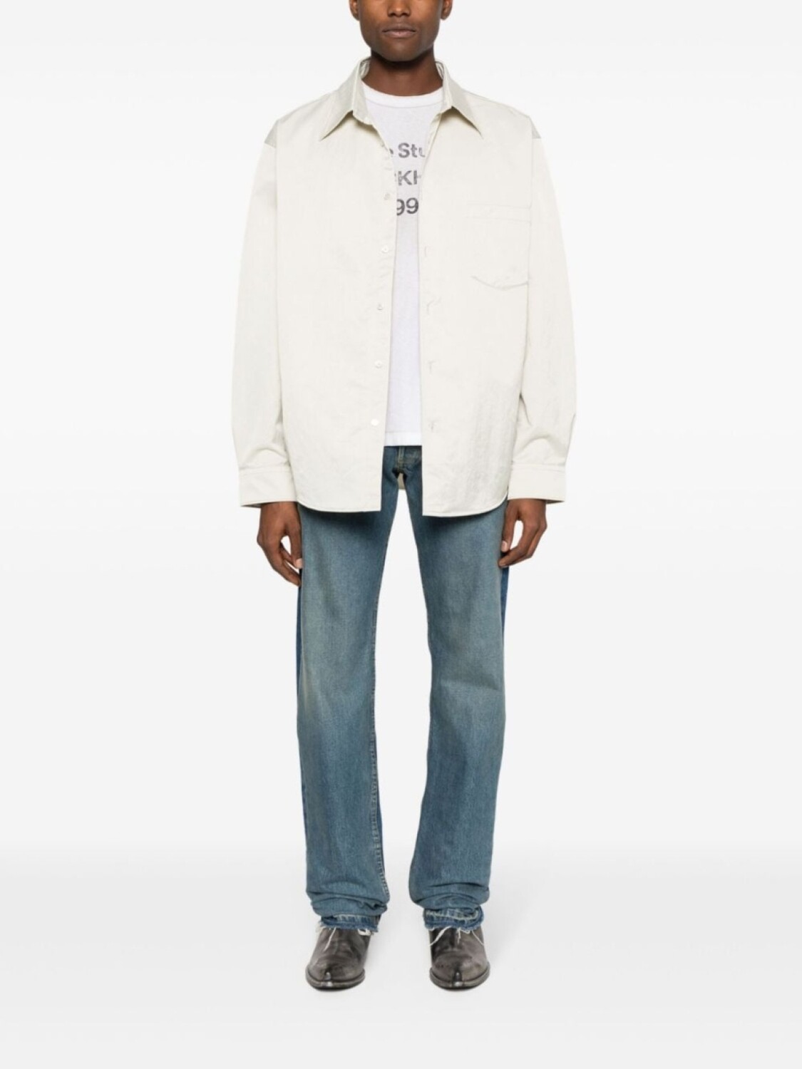 

Рубашка с прямым воротником Acne Studios, бежевый