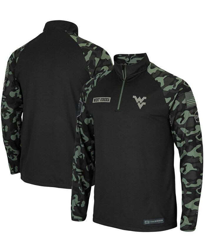 

Мужская черная куртка West Virginia Mountaineers OHT в военном стиле Take Flight с молнией на четверть длины реглан Colosseum, черный