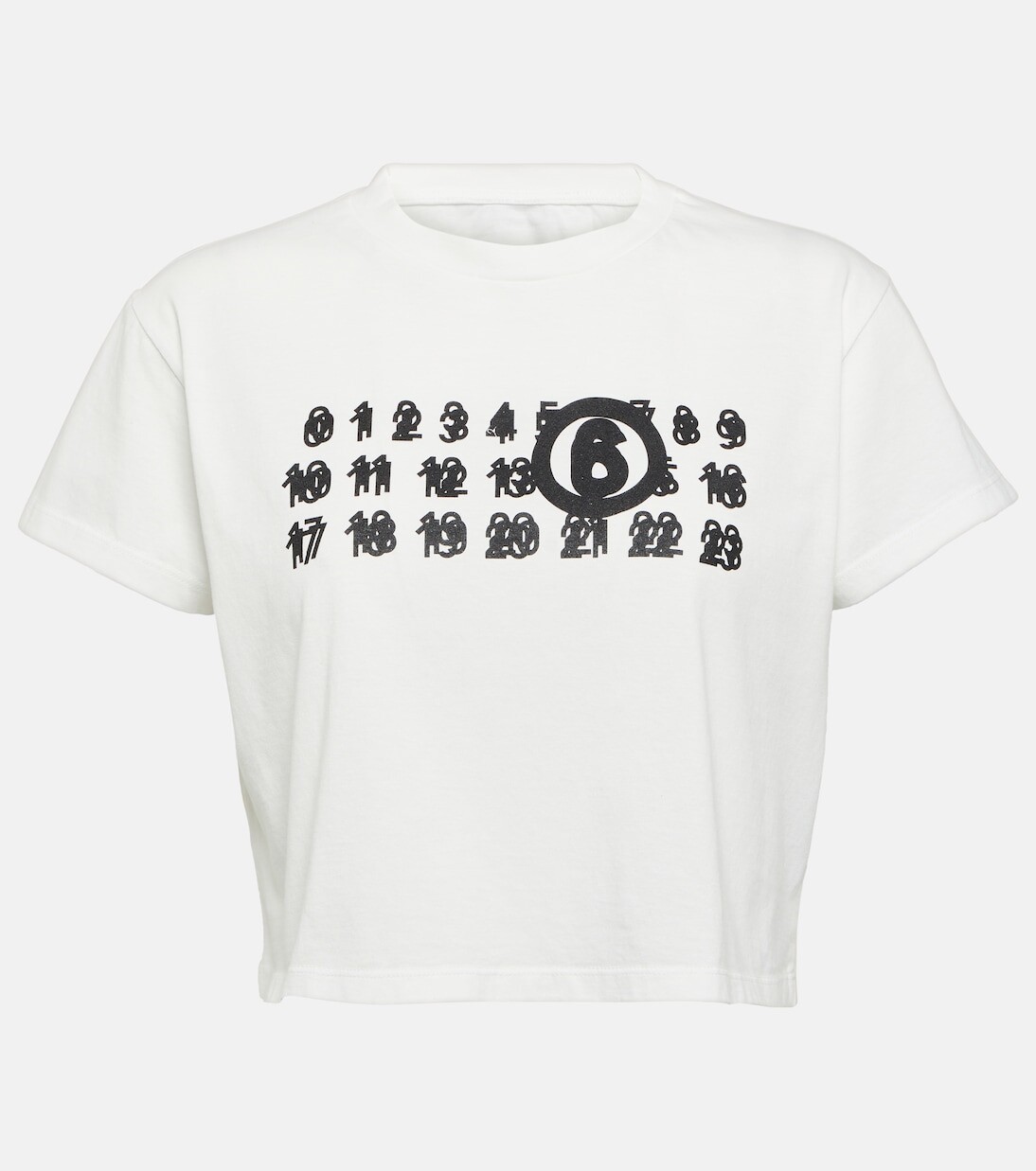 

Укороченная хлопковая футболка с логотипом Mm6 Maison Margiela, белый