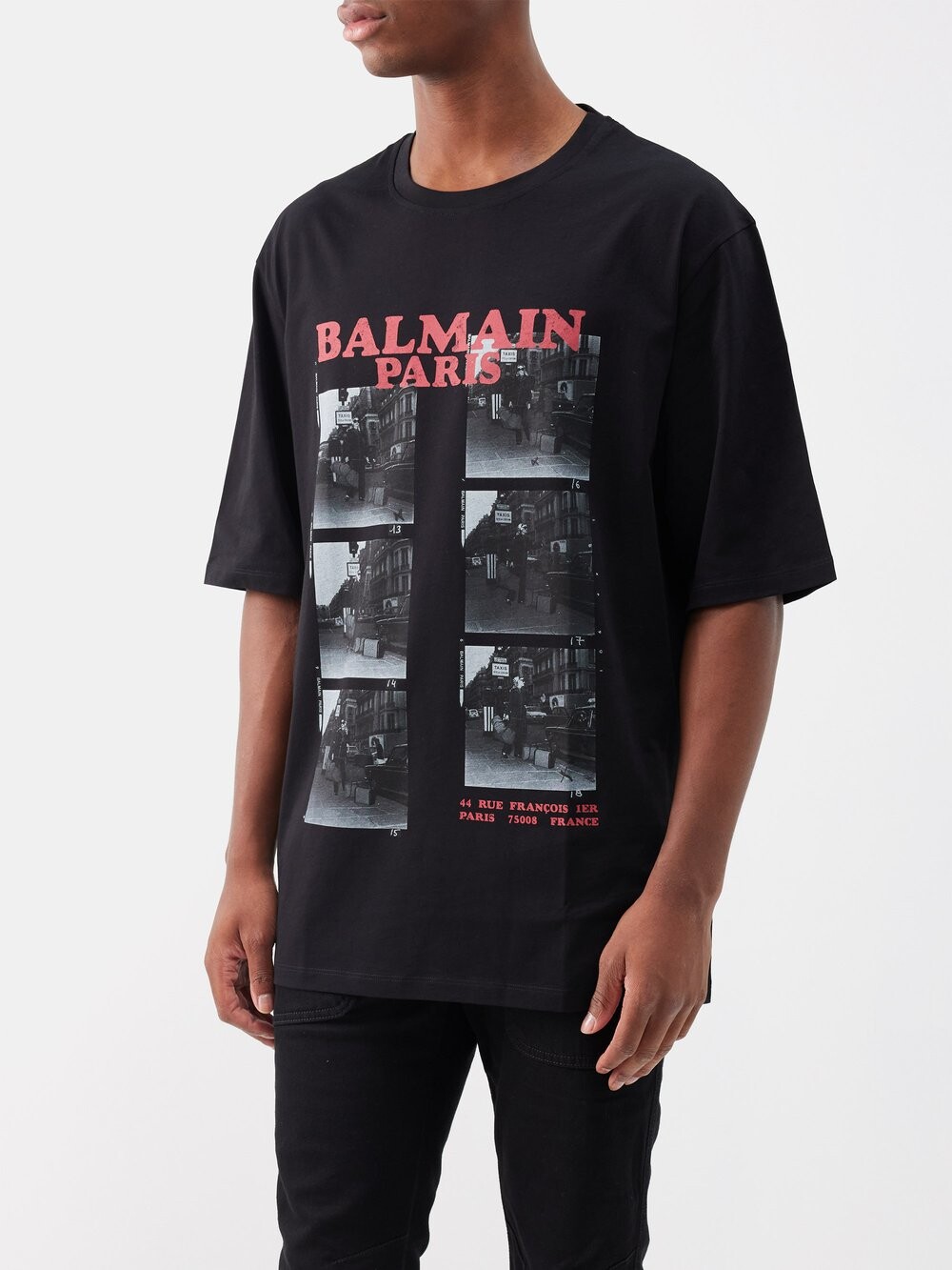

Футболка из джерси с 44 принтами Balmain, черный
