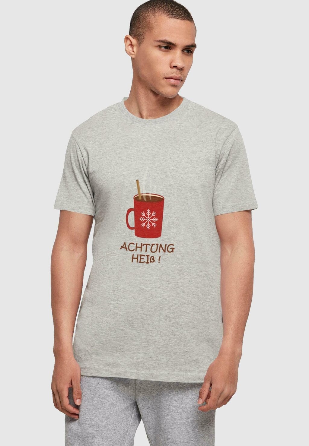

Футболка с принтом ACHTUNG HEIß BASIC ROUND NECK Merchcode, цвет heather grey