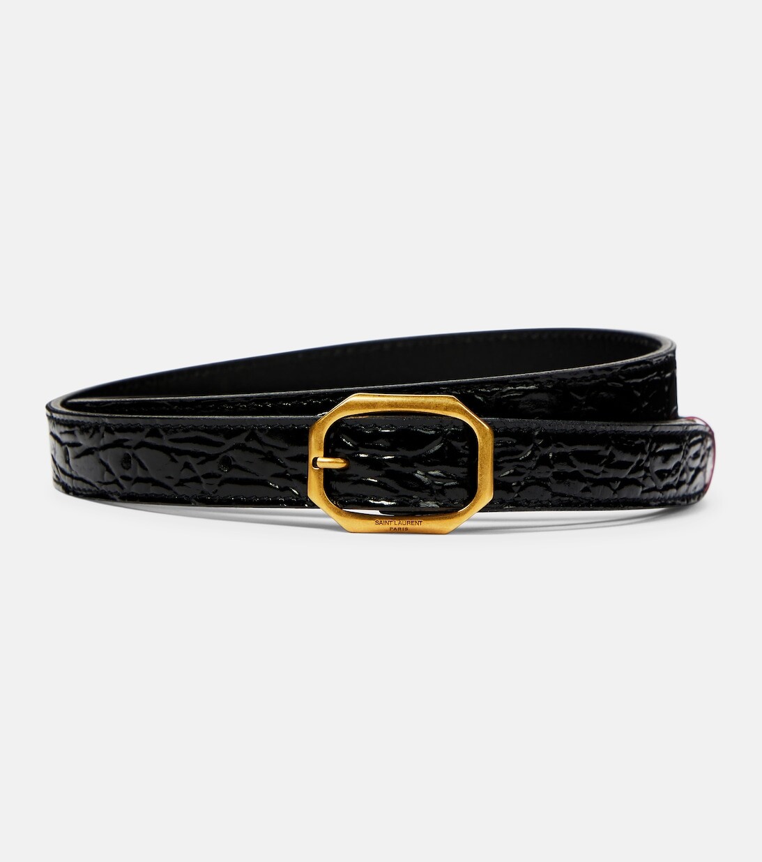 

Ремень из кожи под крокодила Saint Laurent, черный