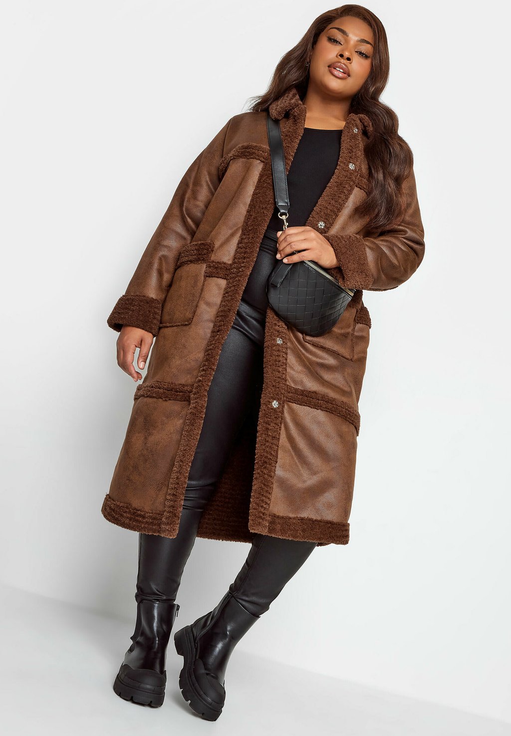 Зимнее пальто Yours Clothing, коричневый