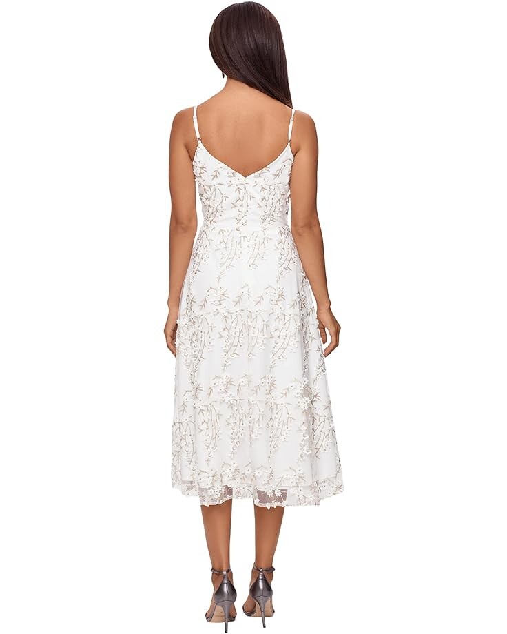 

Платье XSCAPE Midi Gold Lace V-Neck, цвет Ivory/Gold
