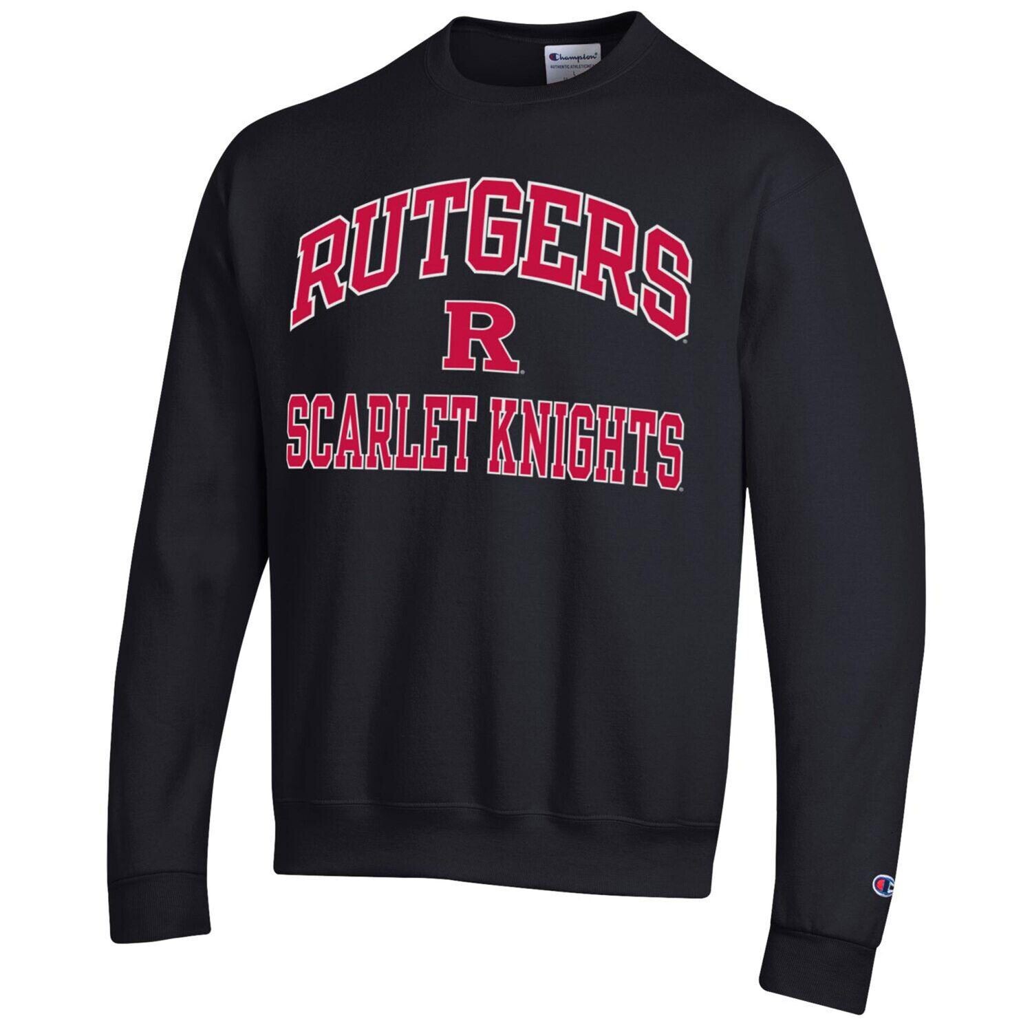 

Мужской черный пуловер Rutgers Scarlet Knights с высоким мотором свитшот Champion