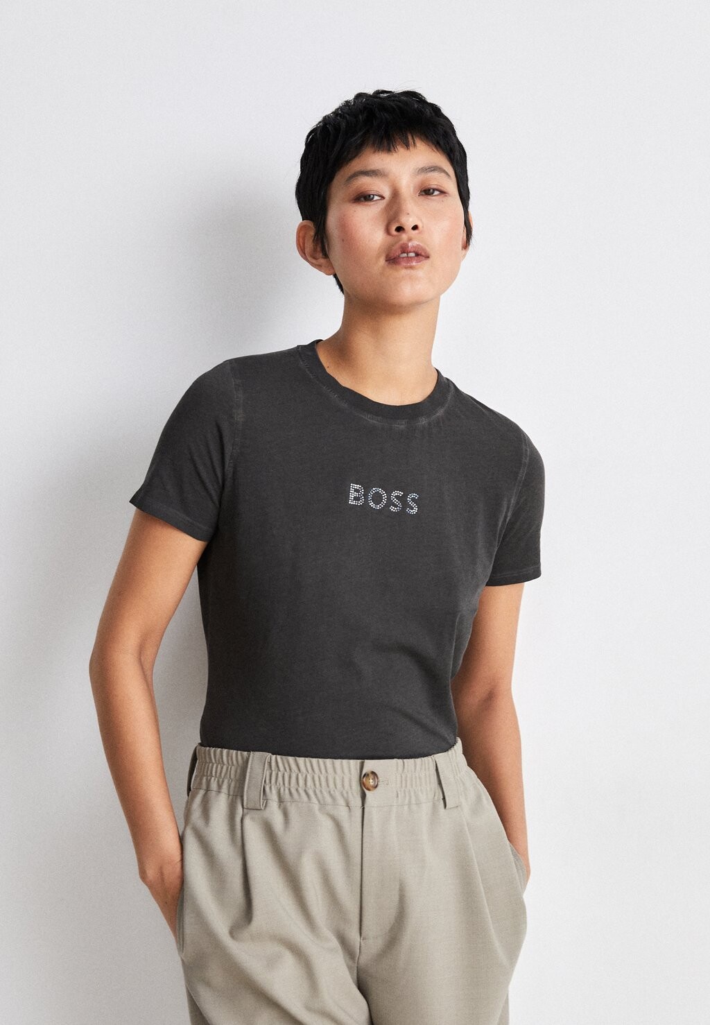 

Футболка с принтом BOSS, черная, Черный