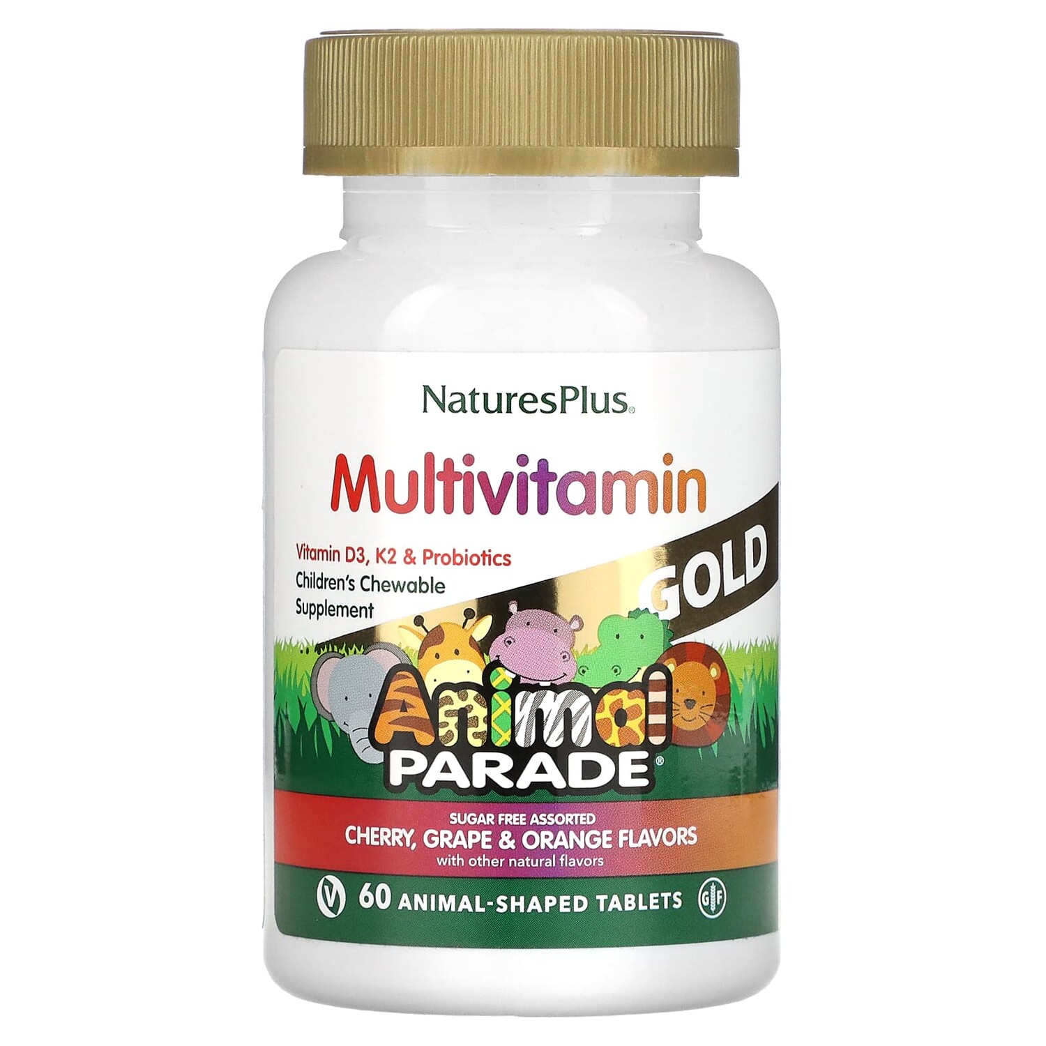 

Source of Life, Animal Parade Gold, жевательные мультивитамины с микроэлементами для детей, в ассортименте, 60 таблеток в форме животных, NaturesPlus