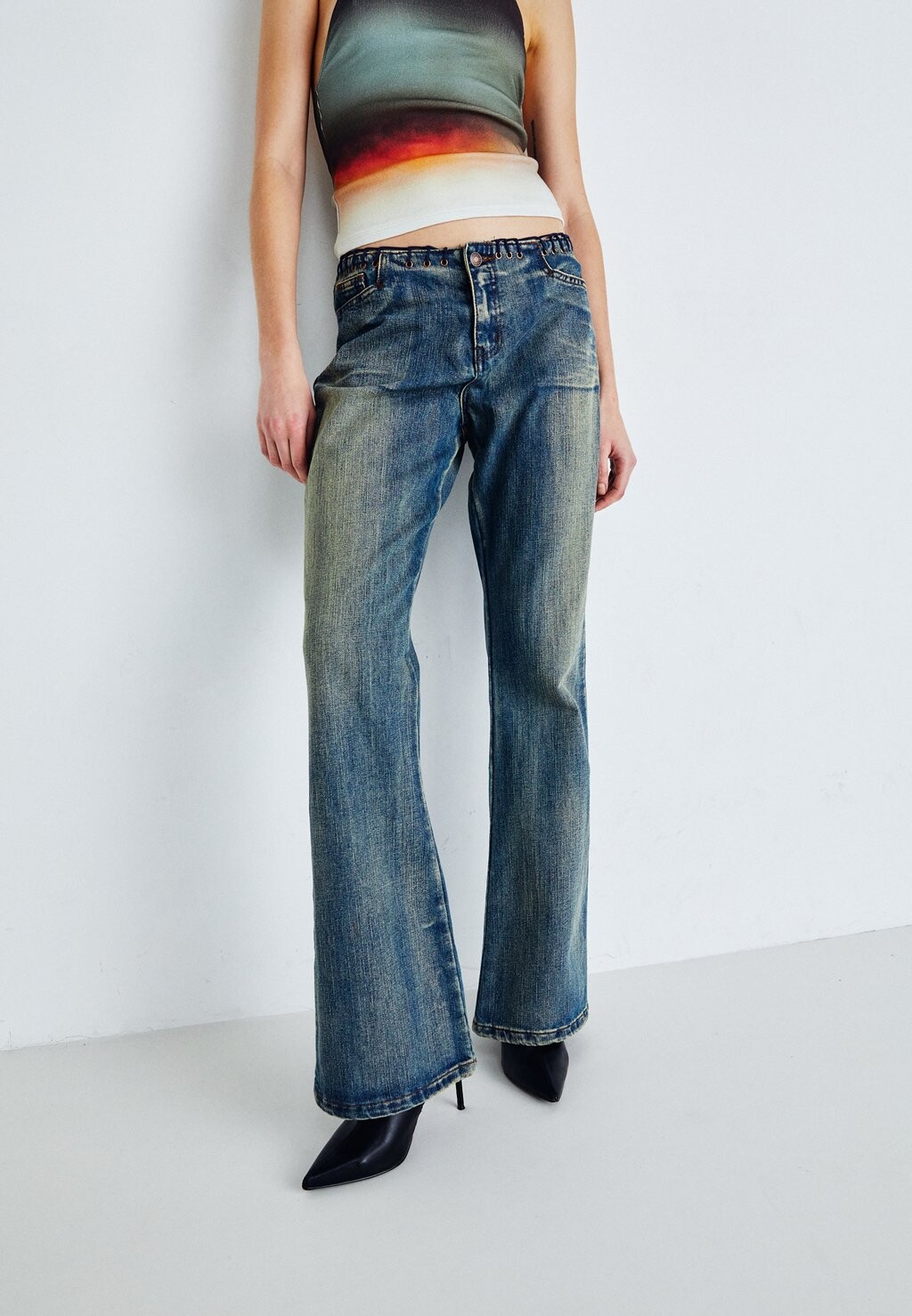 

Джинсы-клеш Whipstitch Jaded London, цвет blue denim