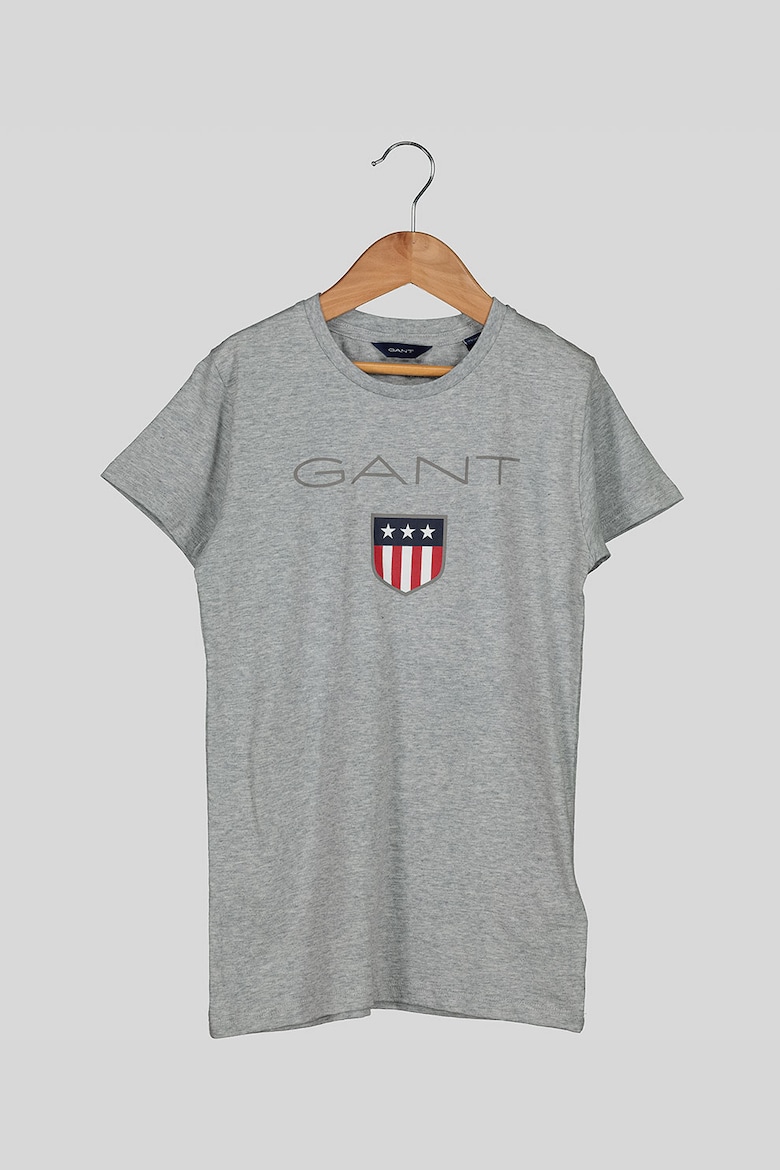 Хлопковая футболка с логотипом Gant, серый