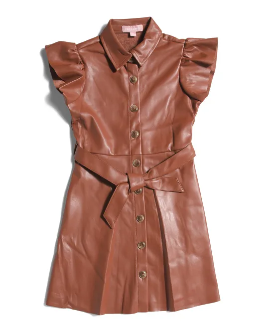 

Платье из искусственной кожи с рюшами для больших девочек Bcbg Girl, цвет Chestnut