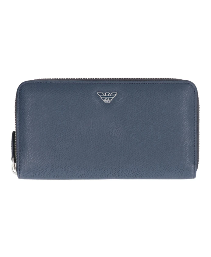 

Кошелек из сафьяновой кожи на молнии Emporio Armani, синий