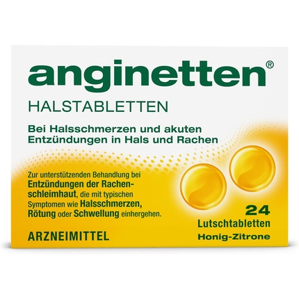 Пастилки для горла Anginetten со вкусом меда и лимона от боли в горле, покраснения и отека во рту Klosterfrau