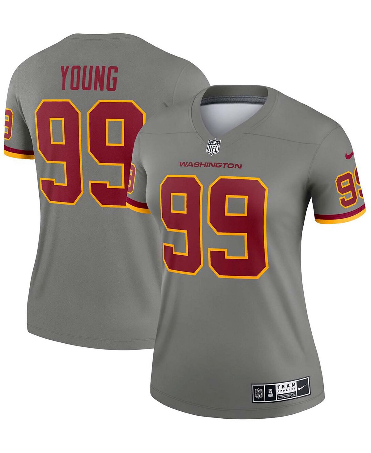 

Женское джерси Chase Young Grey Washington Football Team Inverted Legend Nike, серый