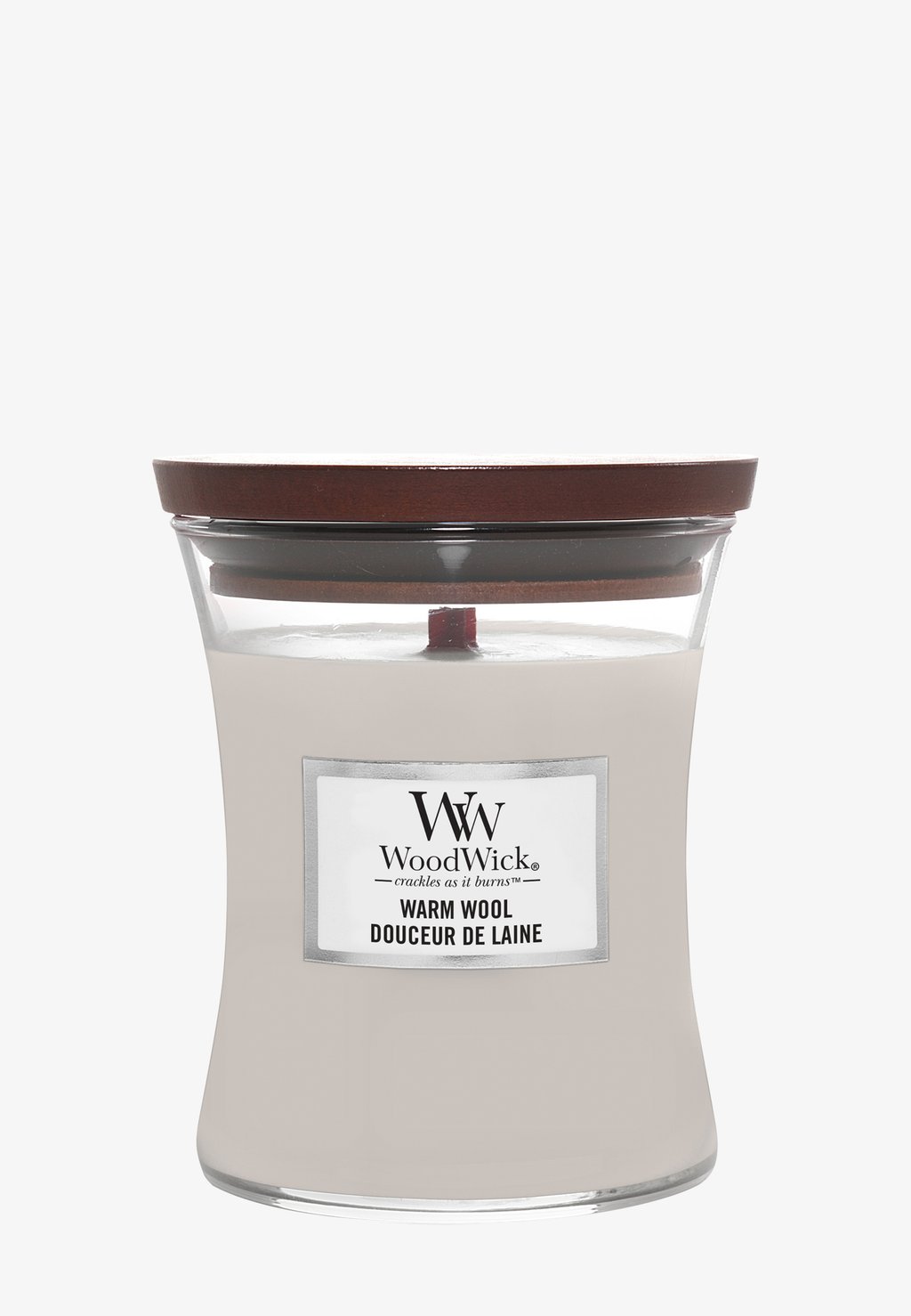 Ароматическая свеча Medium Hourglass Jar Warm Wool Woodwick, бежевый ароматическая свеча ellipse jar lavender spa woodwick фиолетовый