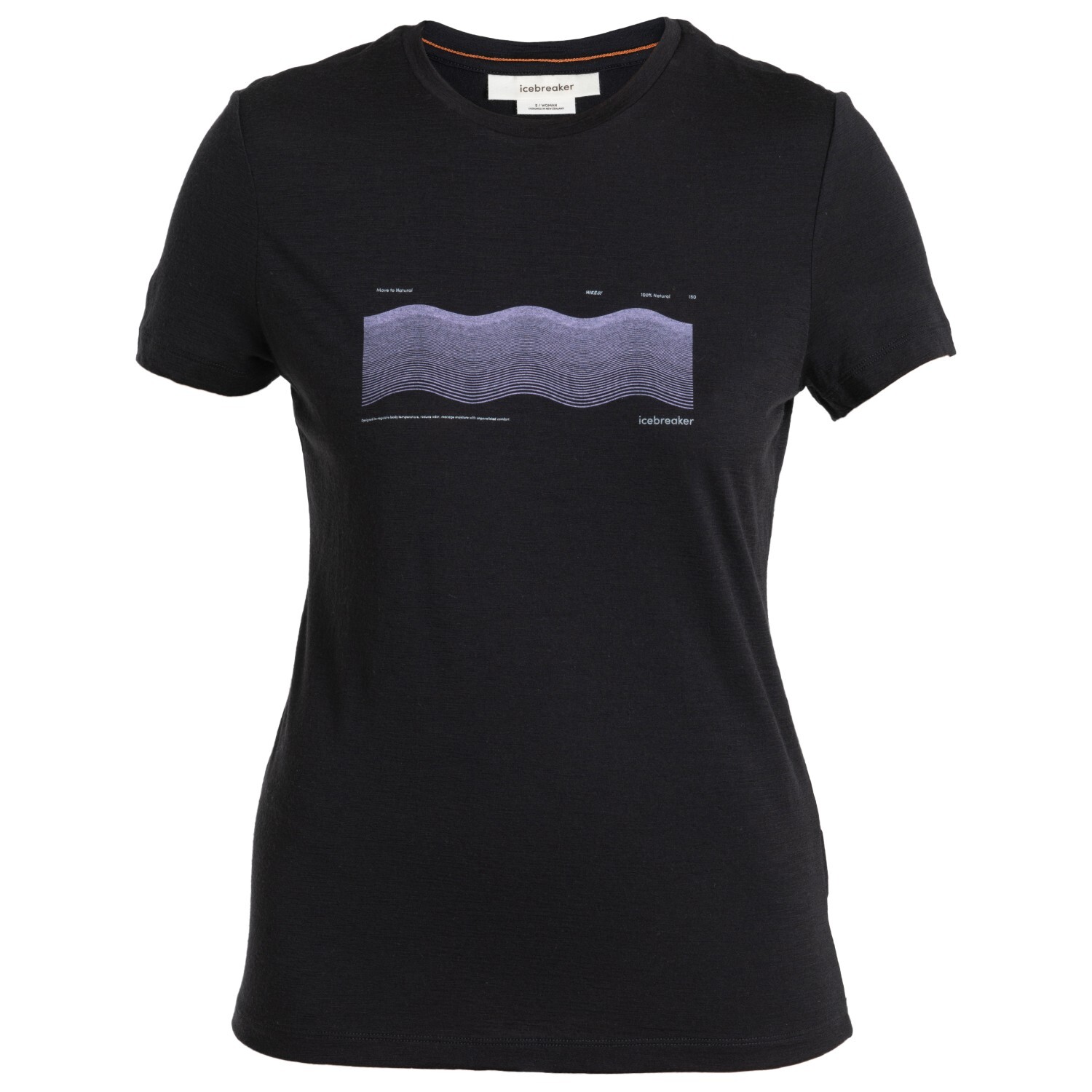 

Рубашка из мериноса Icebreaker Women's Tech Lite III S/S Tee Contour Waves, черный